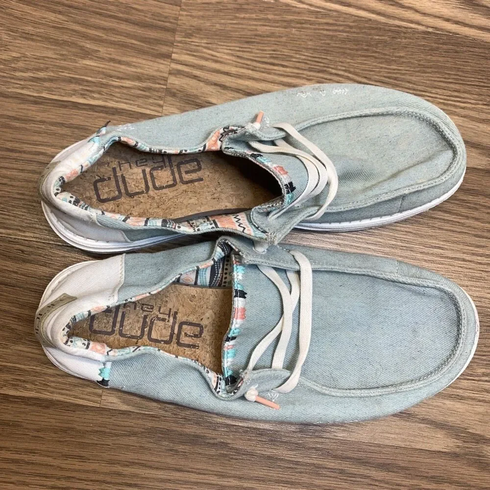 Hey Dude Wendy Boho Light Denim US Women's Size 10 Sneakers‎